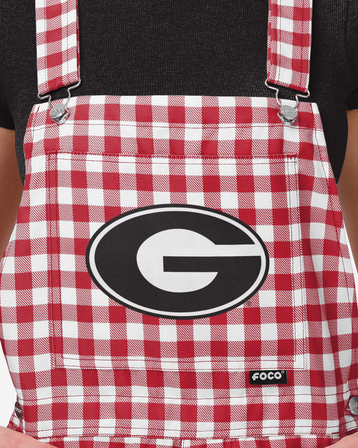 Georgia Bulldogs Womens Gingham Check Bib Shortalls FOCO - FOCO.com