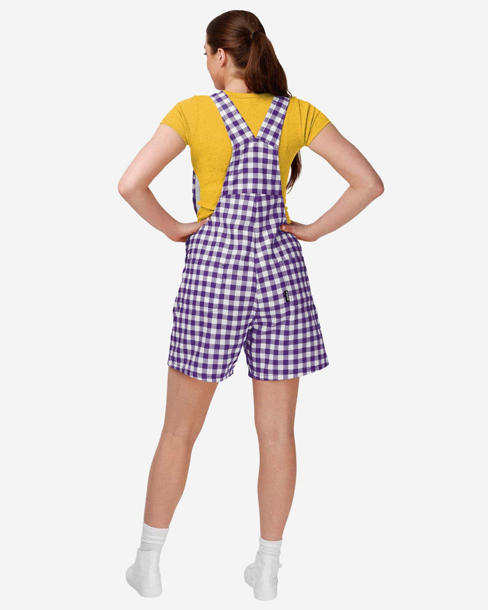 LSU Tigers Womens Gingham Check Bib Shortalls FOCO - FOCO.com