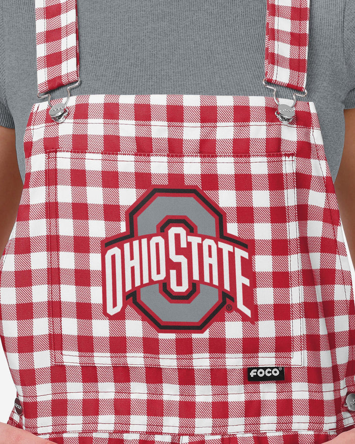 Ohio State Buckeyes Womens Gingham Check Bib Shortalls FOCO - FOCO.com