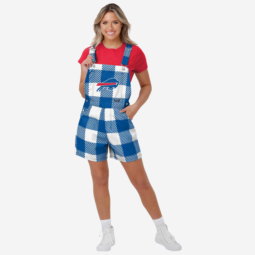 Buffalo Bills Womens Plaid Bib Shortalls FOCO XS - FOCO.com