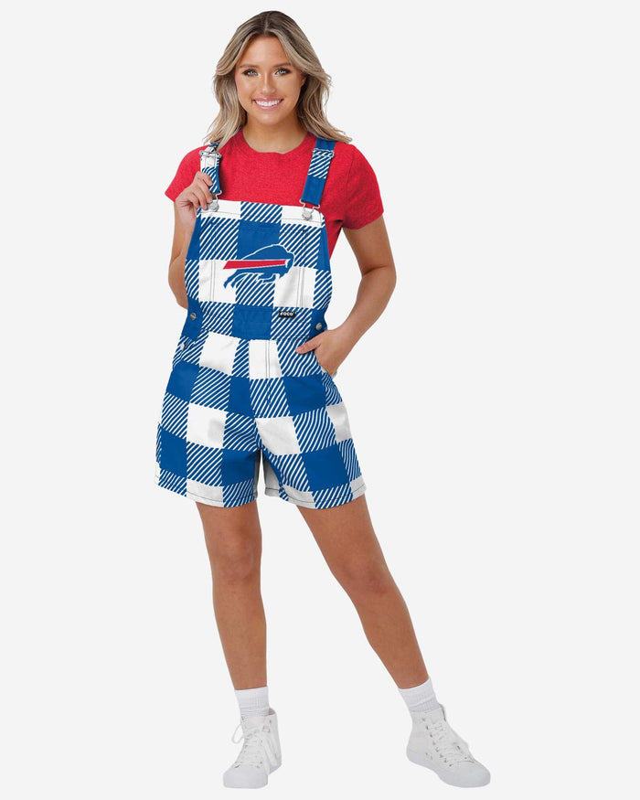 Buffalo Bills Womens Plaid Bib Shortalls FOCO XS - FOCO.com