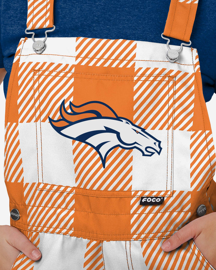 Denver Broncos Womens Plaid Bib Shortalls FOCO - FOCO.com