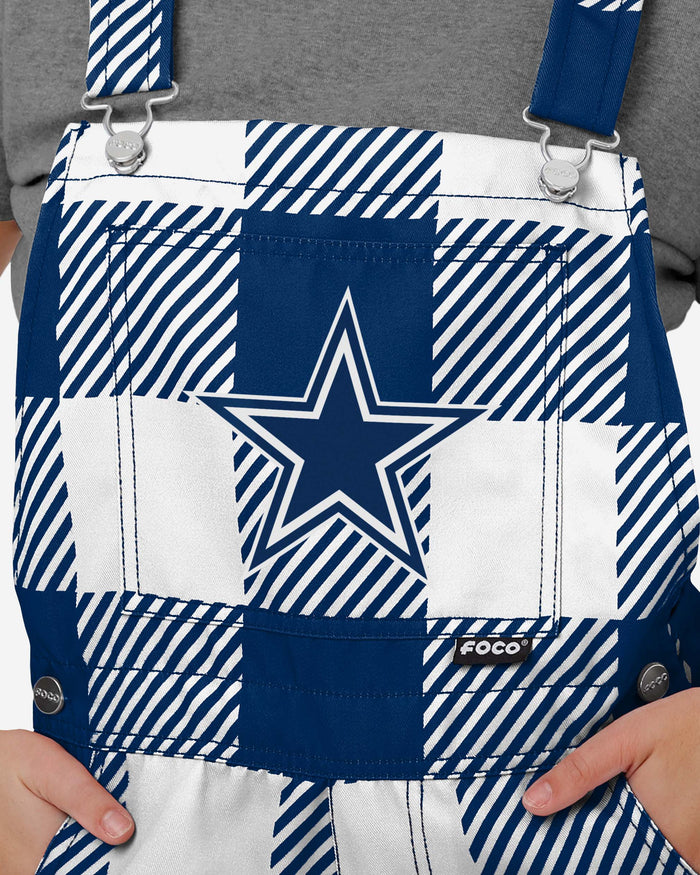 Dallas Cowboys Womens Plaid Bib Shortalls FOCO - FOCO.com