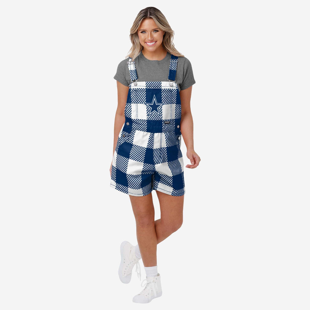 Dallas Cowboys Womens Plaid Bib Shortalls FOCO XS - FOCO.com