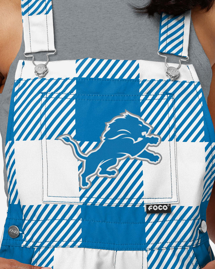 Detroit Lions Womens Plaid Bib Shortalls FOCO - FOCO.com