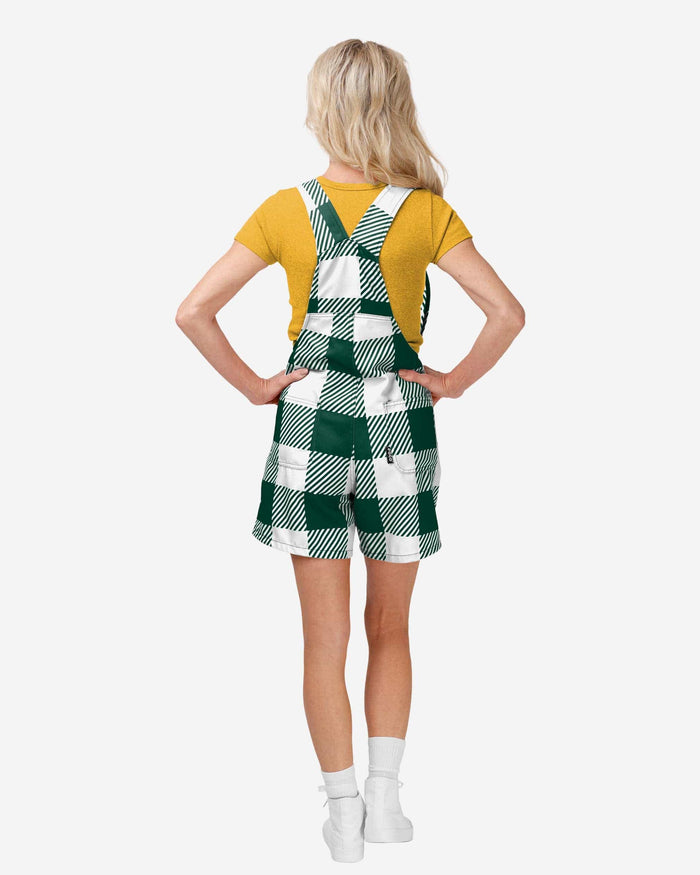 Green Bay Packers Womens Plaid Bib Shortalls FOCO - FOCO.com