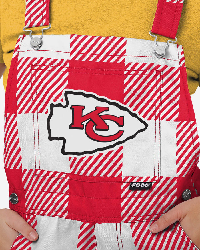 Kansas City Chiefs Womens Plaid Bib Shortalls FOCO - FOCO.com