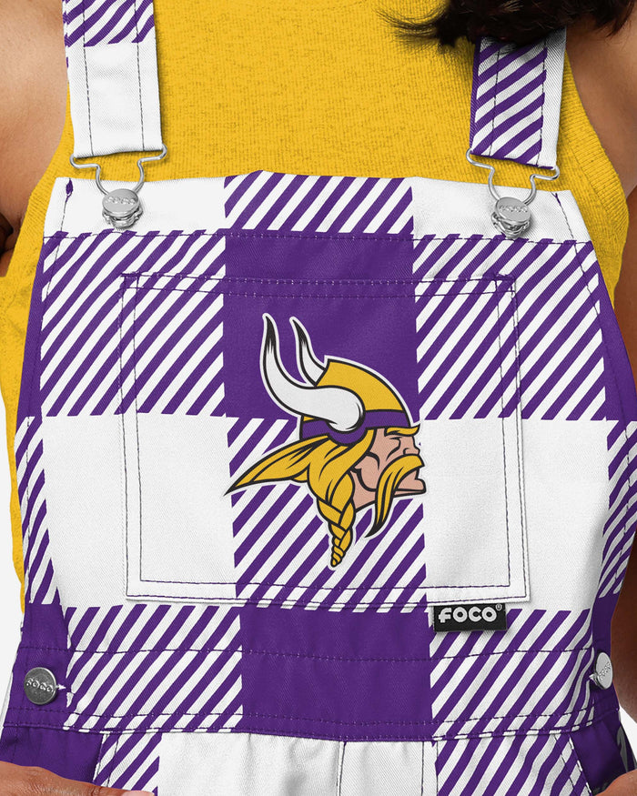 Minnesota Vikings Womens Plaid Bib Shortalls FOCO - FOCO.com