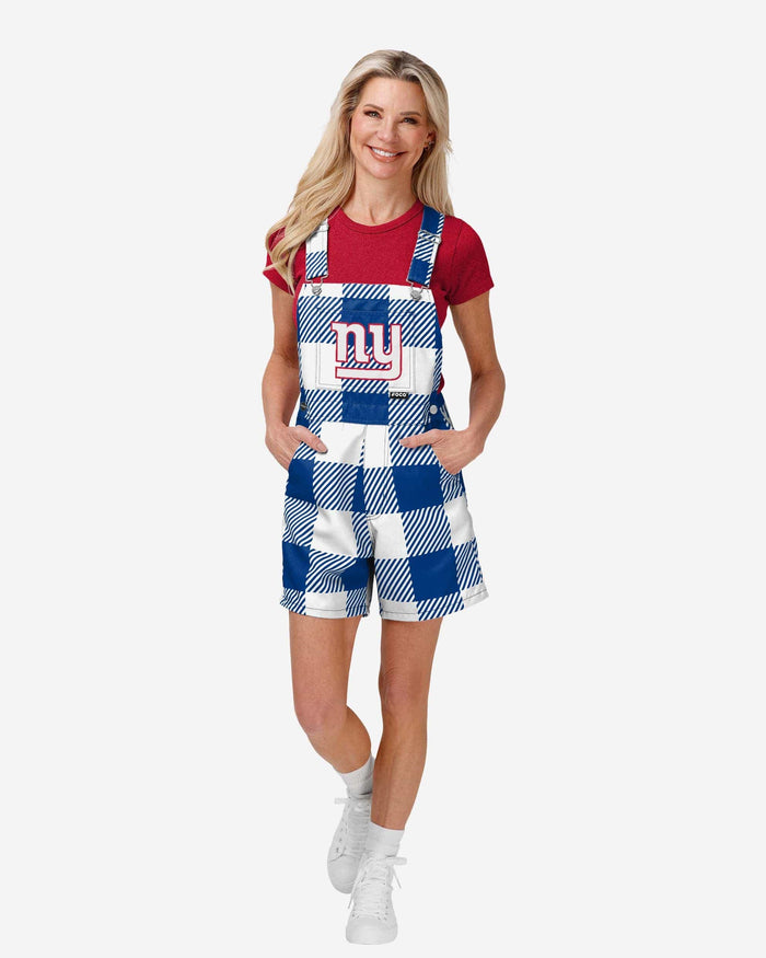 New York Giants Womens Plaid Bib Shortalls FOCO XS - FOCO.com