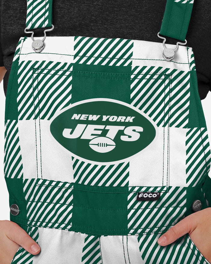 New York Jets Womens Plaid Bib Shortalls FOCO - FOCO.com