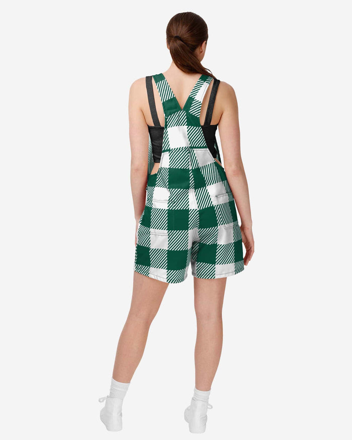 New York Jets Womens Plaid Bib Shortalls FOCO - FOCO.com