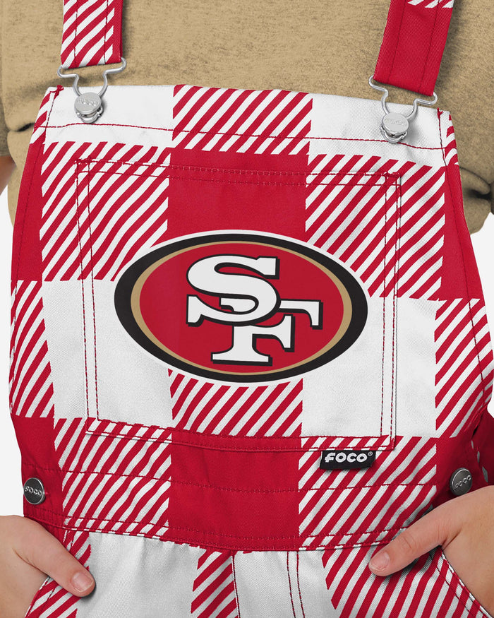 San Francisco 49ers Womens Plaid Bib Shortalls FOCO - FOCO.com