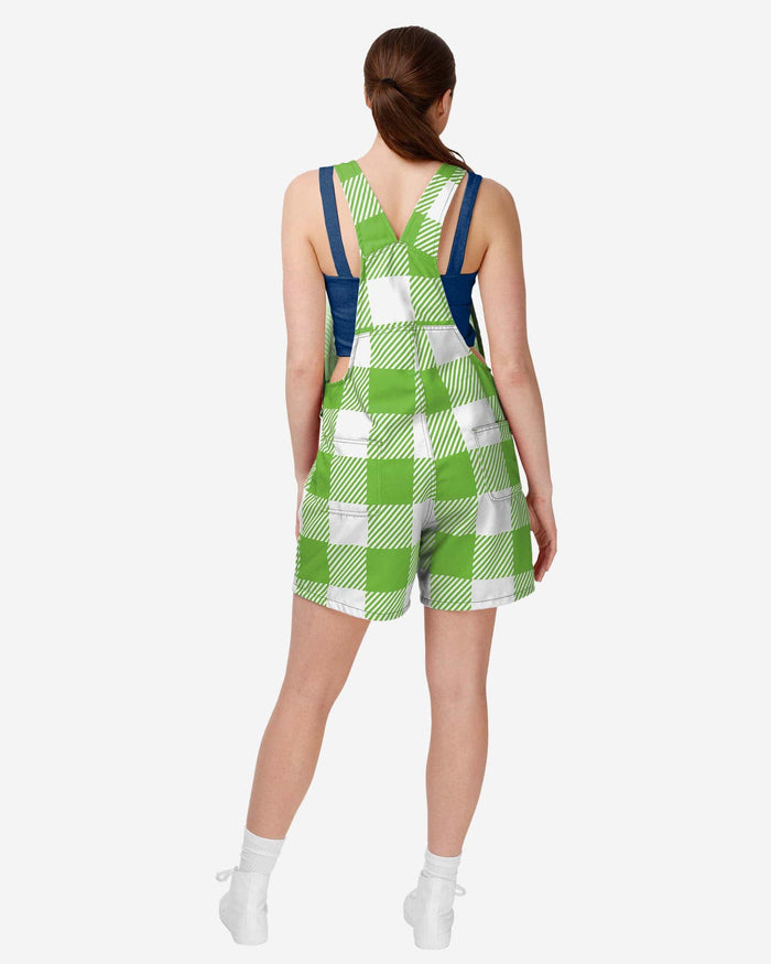 Seattle Seahawks Womens Plaid Bib Shortalls FOCO - FOCO.com