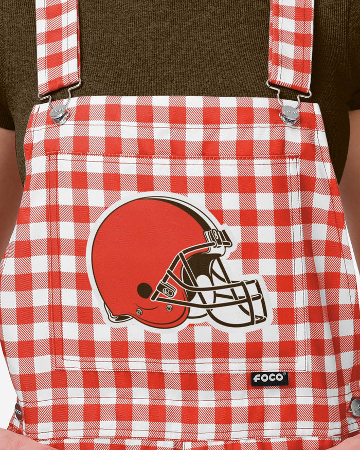 Cleveland Browns Womens Gingham Check Bib Shortalls FOCO - FOCO.com