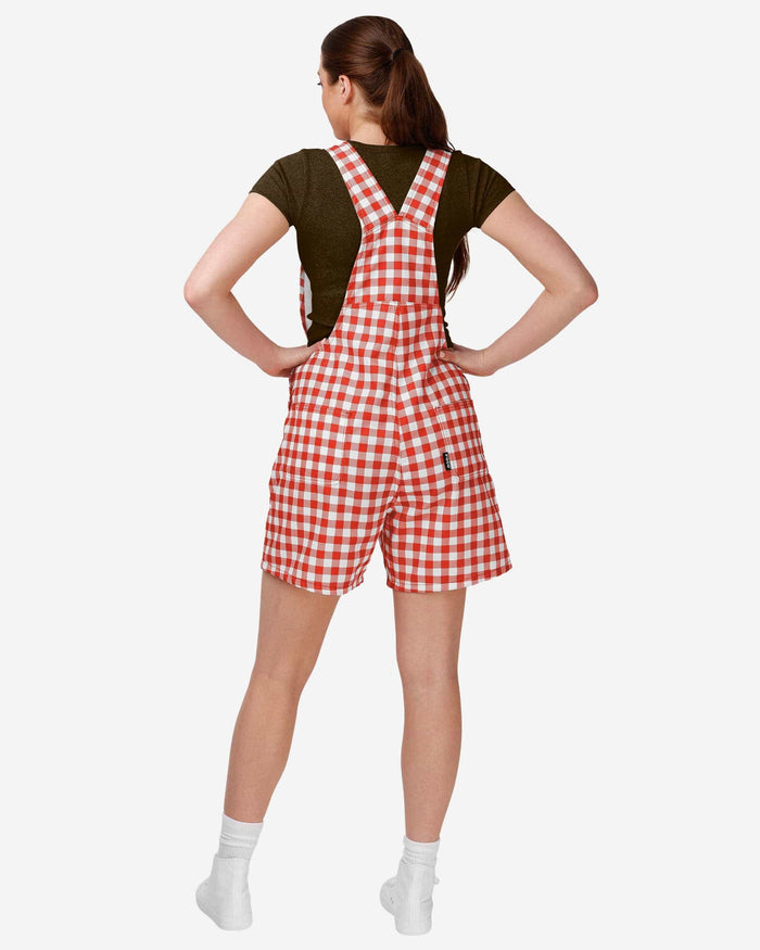 Cleveland Browns Womens Gingham Check Bib Shortalls FOCO - FOCO.com