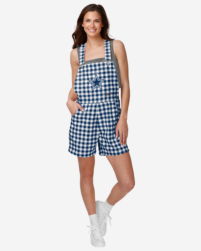 Dallas Cowboys Womens Gingham Check Bib Shortalls FOCO XS - FOCO.com