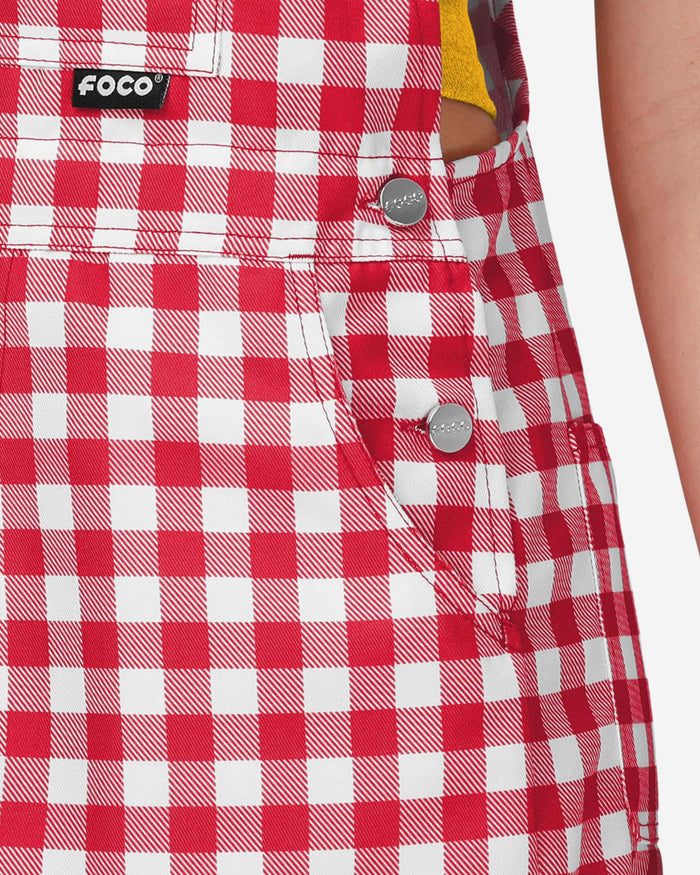 Kansas City Chiefs Womens Gingham Check Bib Shortalls FOCO - FOCO.com