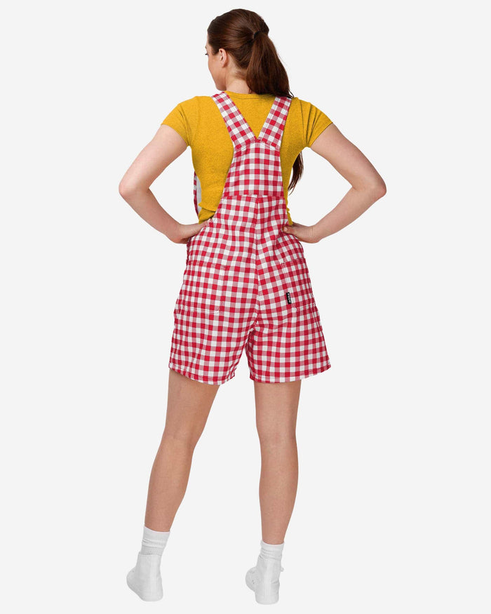 Kansas City Chiefs Womens Gingham Check Bib Shortalls FOCO - FOCO.com