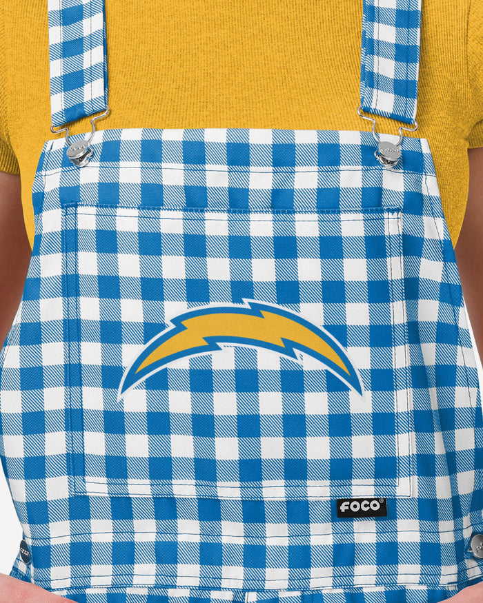 Los Angeles Chargers Womens Gingham Check Bib Shortalls FOCO - FOCO.com