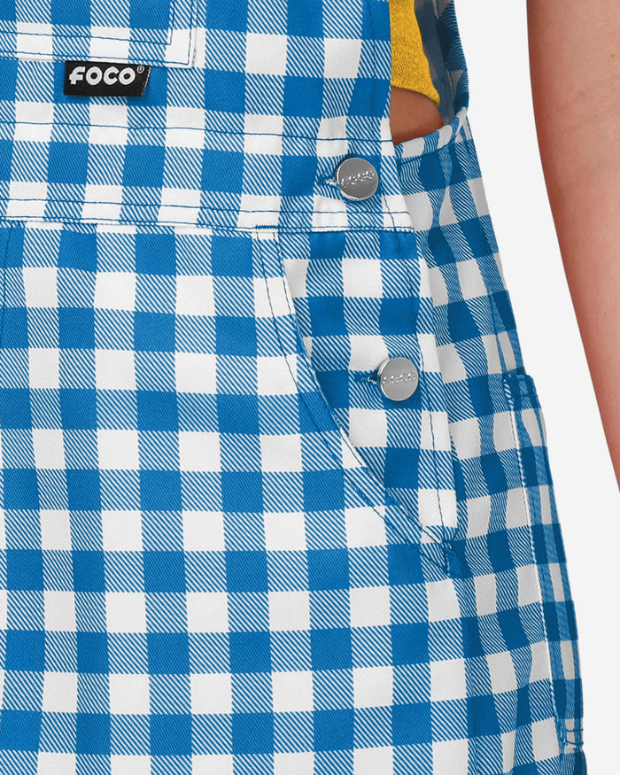 Los Angeles Chargers Womens Gingham Check Bib Shortalls FOCO - FOCO.com