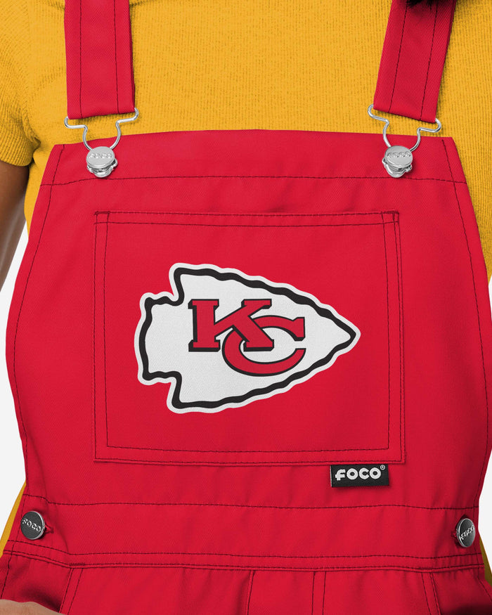 Kansas City Chiefs Womens Team Stripe Bib Shortalls FOCO - FOCO.com