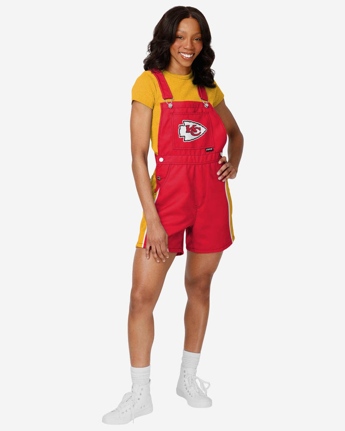 Kansas City Chiefs Womens Team Stripe Bib Shortalls FOCO XS - FOCO.com