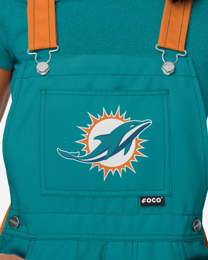 Miami Dolphins Womens Team Stripe Bib Shortalls FOCO - FOCO.com