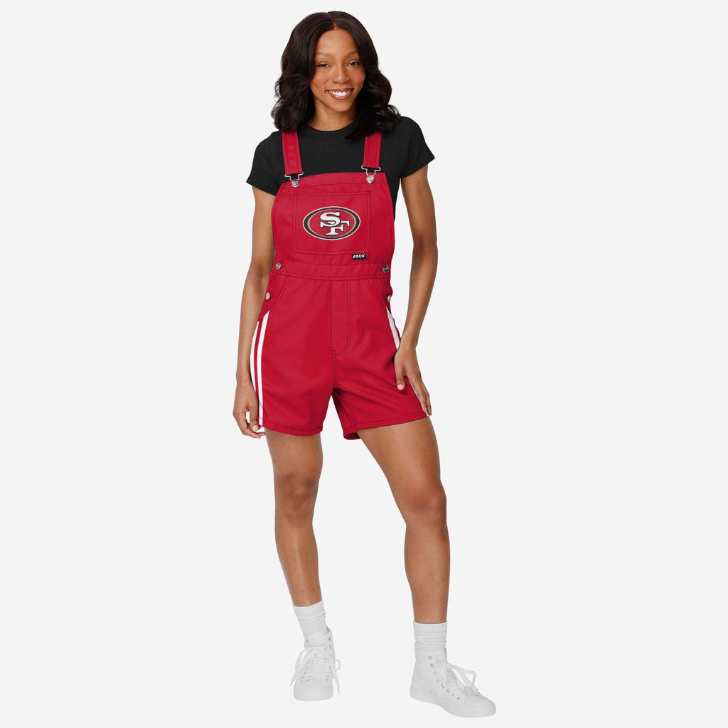 San Francisco 49ers Womens Team Stripe Bib Shortalls FOCO XS - FOCO.com