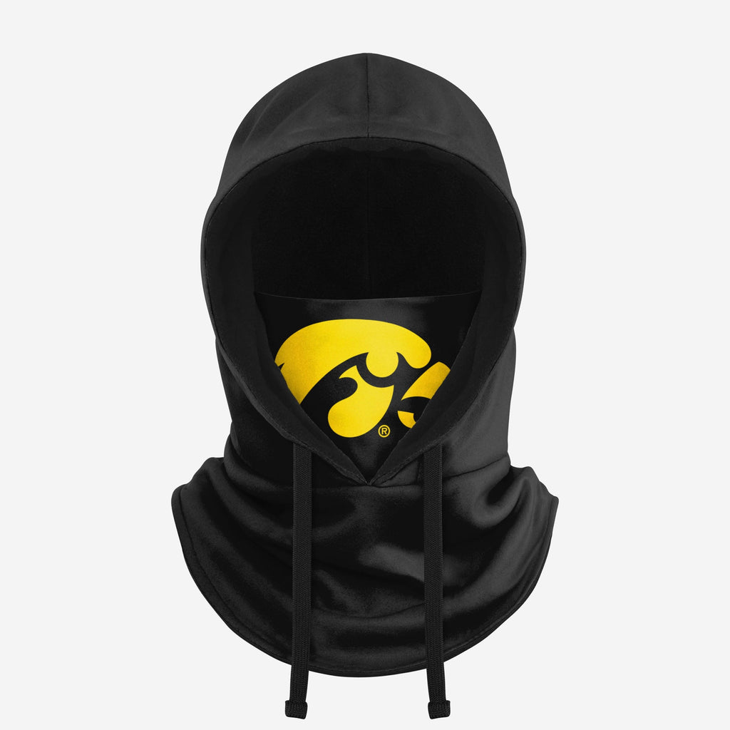 Iowa Hawkeyes Black Drawstring Hooded Gaiter FOCO - FOCO.com