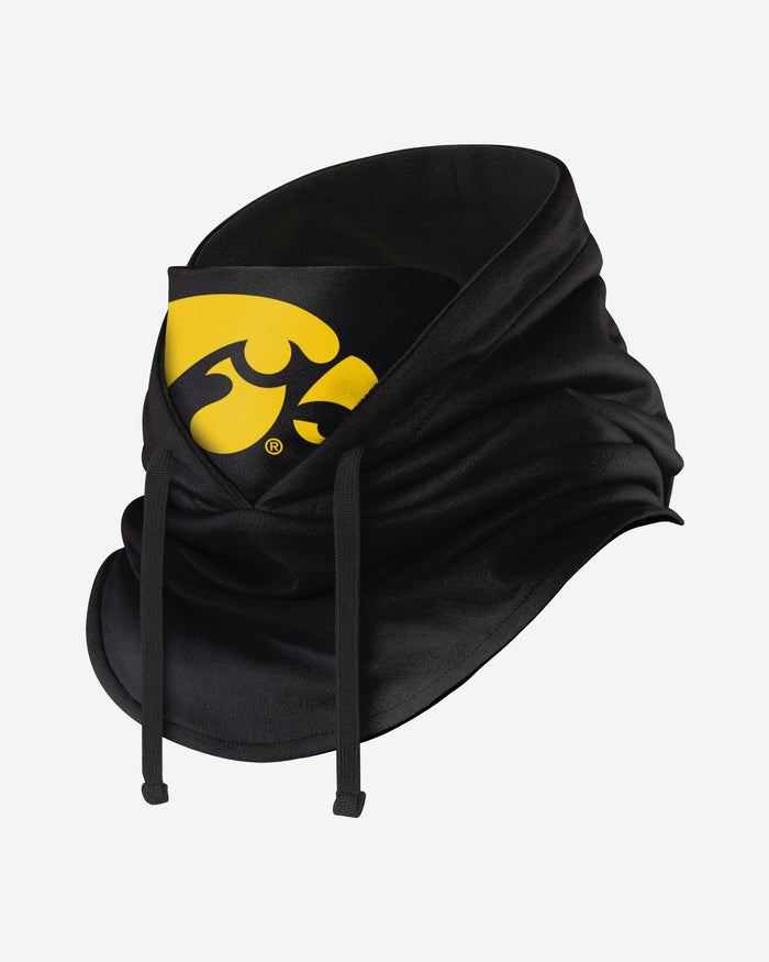 Iowa Hawkeyes Black Drawstring Hooded Gaiter FOCO - FOCO.com