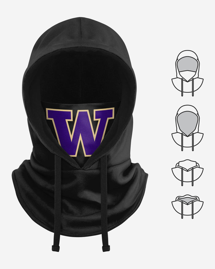 Washington Huskies Black Drawstring Hooded Gaiter FOCO - FOCO.com