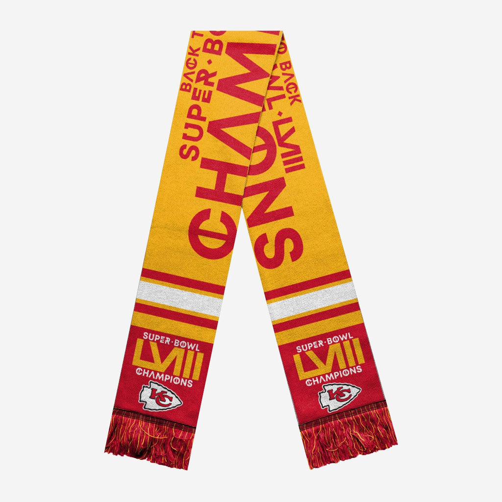 Kansas City Chiefs Super Bowl LVIII Champions Acrylic Scarf FOCO - FOCO.com