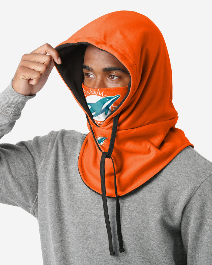 Miami Dolphins Alternate Team Color Drawstring Hooded Gaiter FOCO - FOCO.com