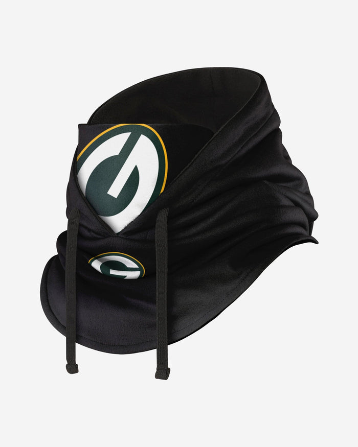 Green Bay Packers Black Drawstring Hooded Gaiter FOCO - FOCO.com