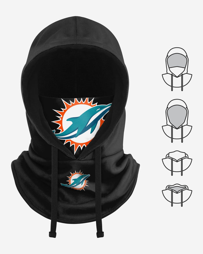 Miami Dolphins Black Drawstring Hooded Gaiter FOCO - FOCO.com