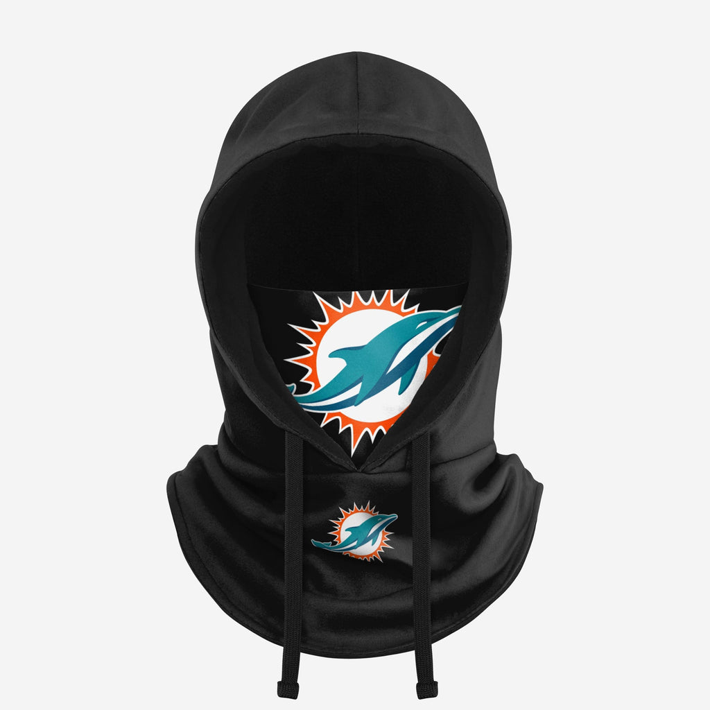 Miami Dolphins Black Drawstring Hooded Gaiter FOCO - FOCO.com