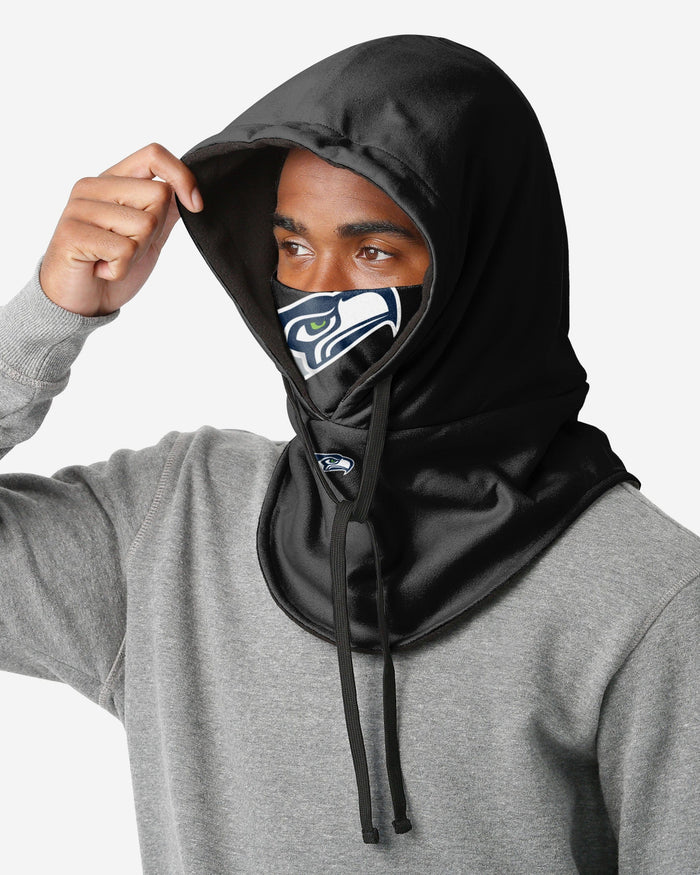 Seattle Seahawks Black Drawstring Hooded Gaiter FOCO - FOCO.com