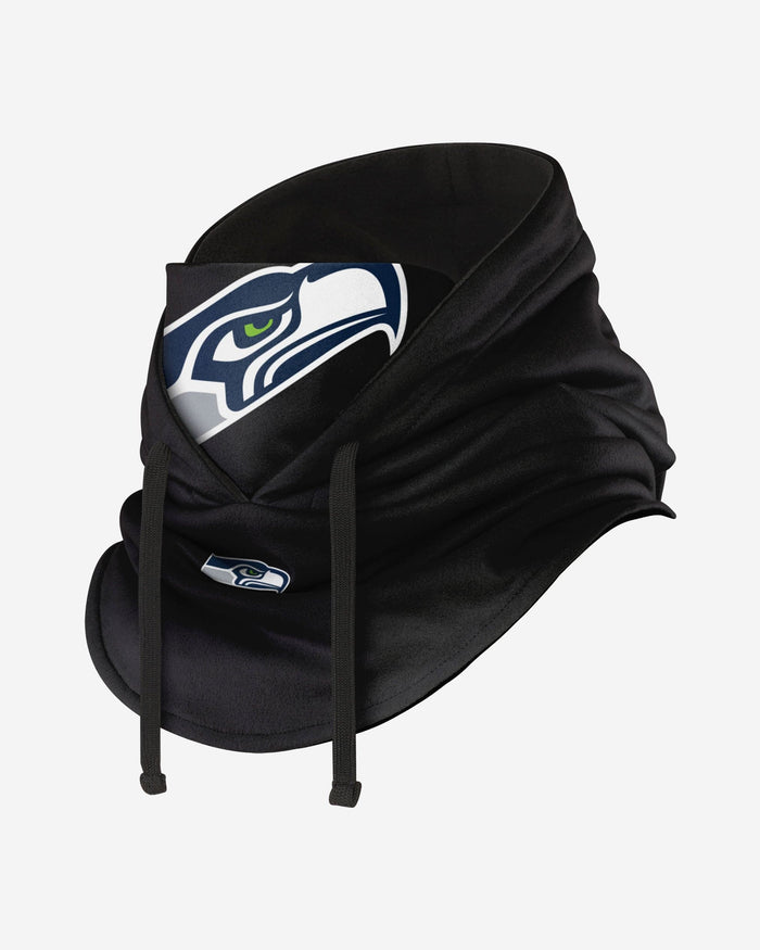 Seattle Seahawks Black Drawstring Hooded Gaiter FOCO - FOCO.com