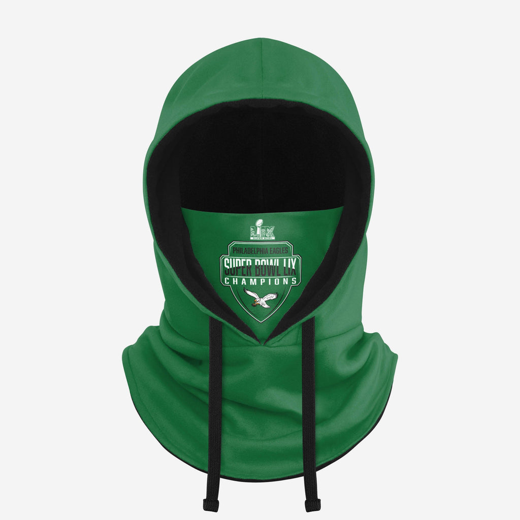 Philadelphia Eagles Super Bowl LIX Champions Kelly Green Hooded Gaiter Scarf FOCO - FOCO.com