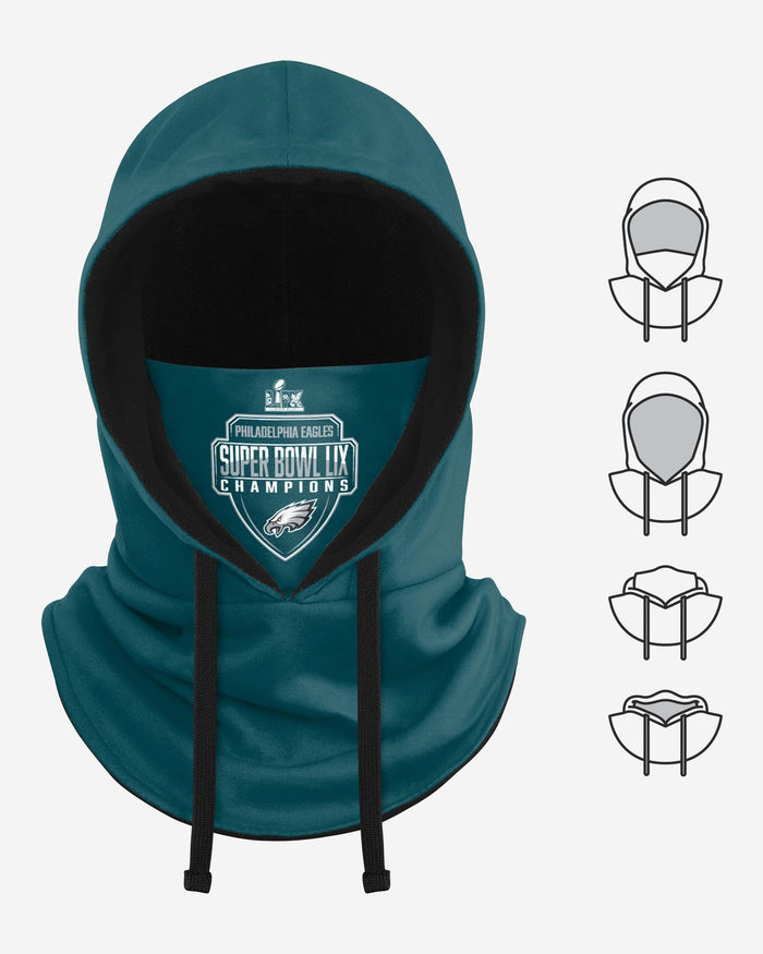 Philadelphia Eagles Super Bowl LIX Champions Team Color Hooded Gaiter Scarf FOCO - FOCO.com