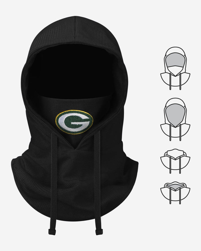 Green Bay Packers Waffle Drawstring Hooded Gaiter FOCO - FOCO.com