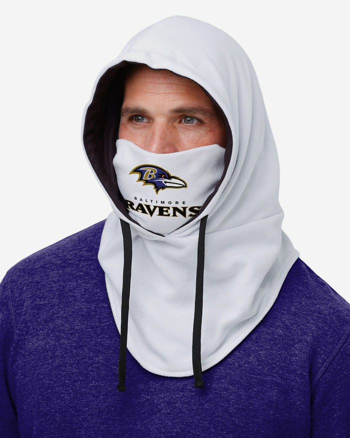 Baltimore Ravens White Drawstring Hooded Gaiter FOCO - FOCO.com