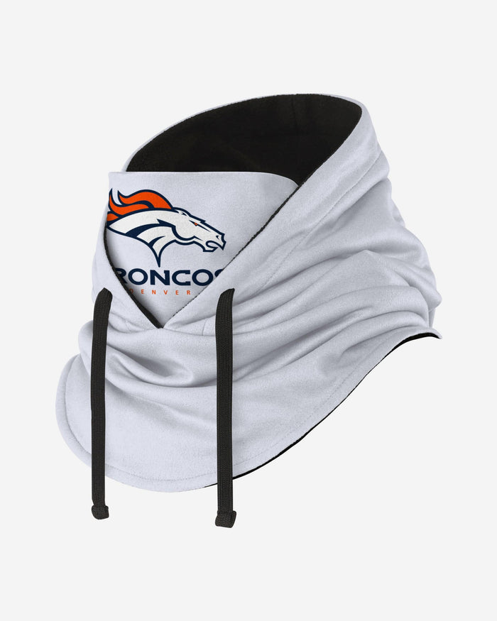 Denver Broncos White Drawstring Hooded Gaiter FOCO - FOCO.com