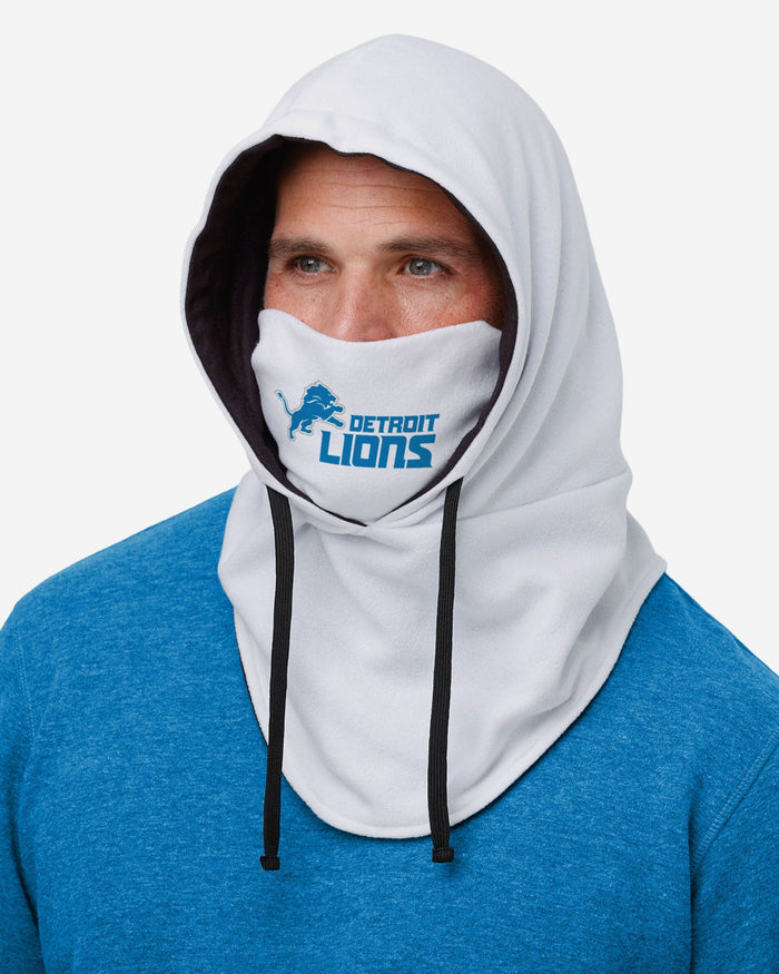 Detroit Lions White Drawstring Hooded Gaiter FOCO - FOCO.com