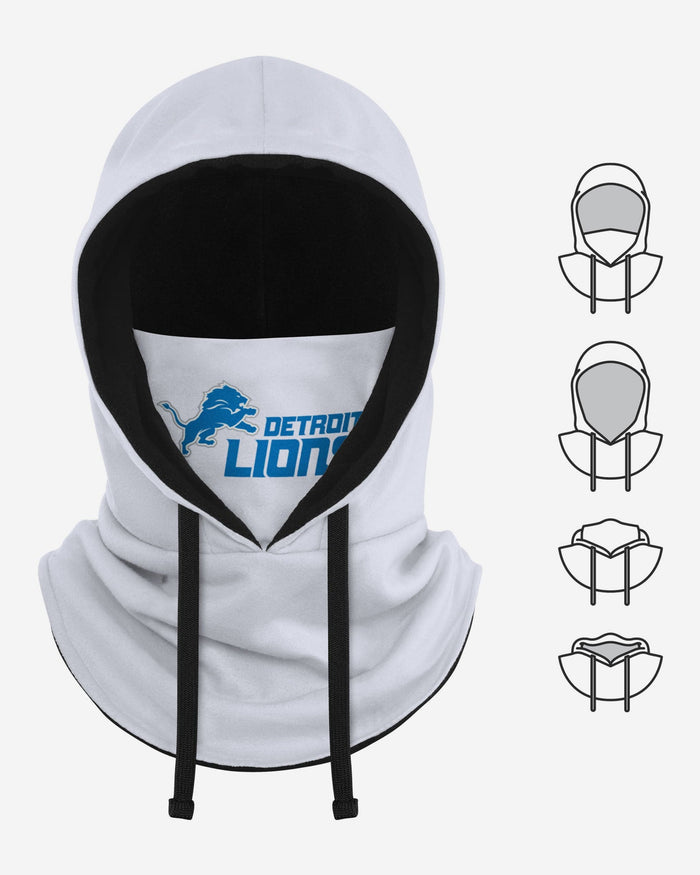 Detroit Lions White Drawstring Hooded Gaiter FOCO - FOCO.com