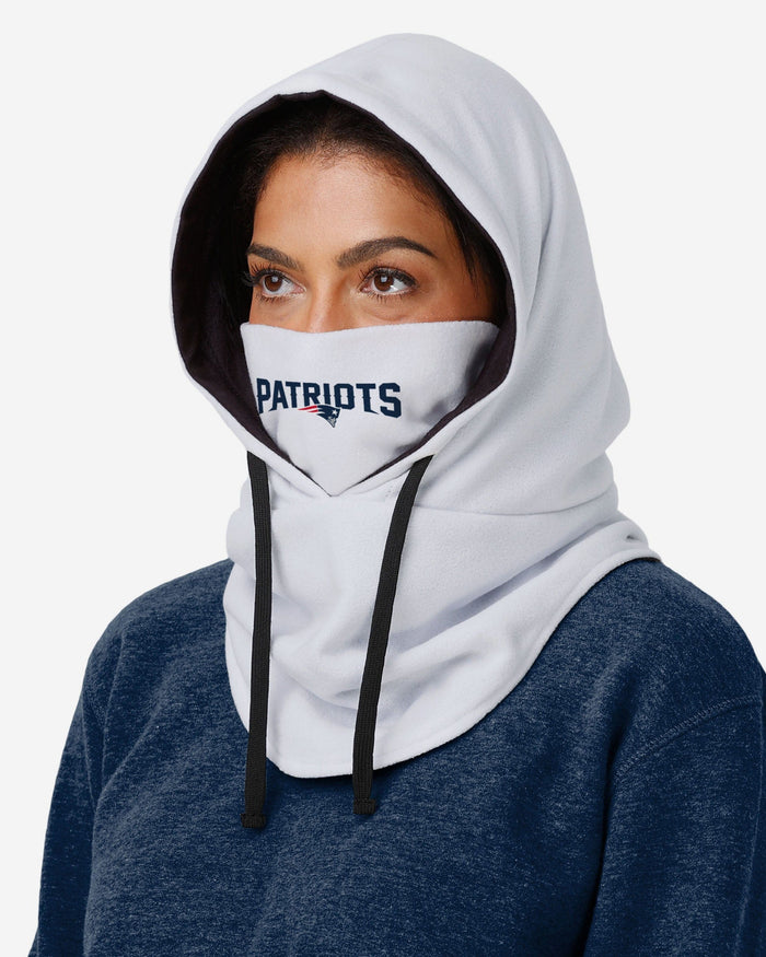 New England Patriots White Drawstring Hooded Gaiter FOCO - FOCO.com