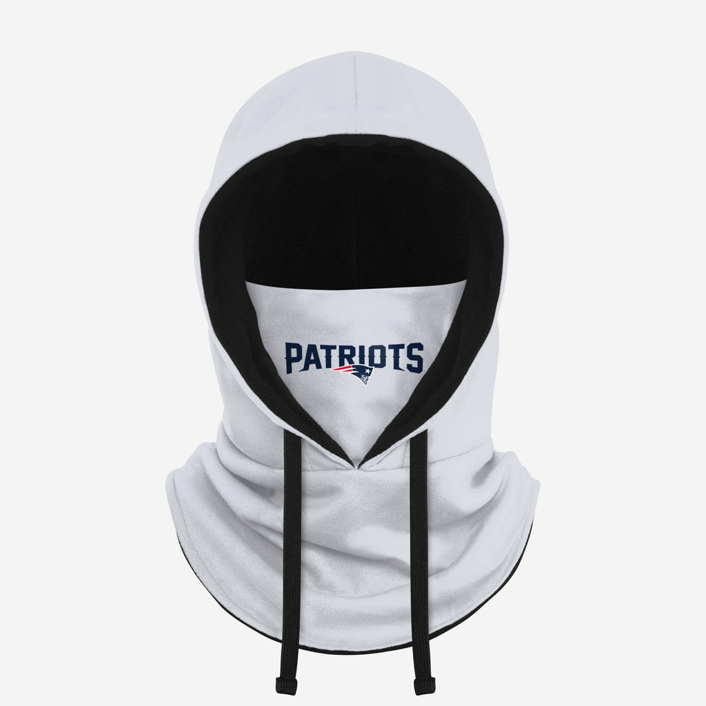 New England Patriots White Drawstring Hooded Gaiter FOCO - FOCO.com