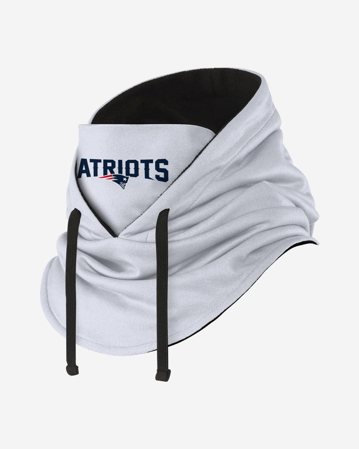 New England Patriots White Drawstring Hooded Gaiter FOCO - FOCO.com