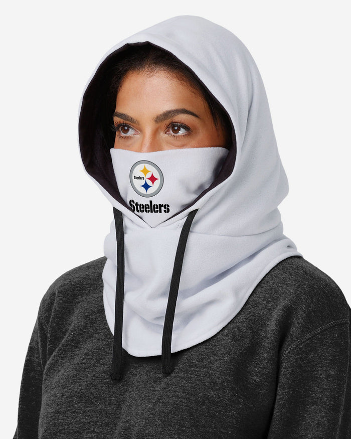 Pittsburgh Steelers White Drawstring Hooded Gaiter FOCO - FOCO.com