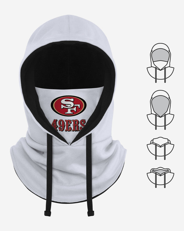 San Francisco 49ers White Drawstring Hooded Gaiter FOCO - FOCO.com